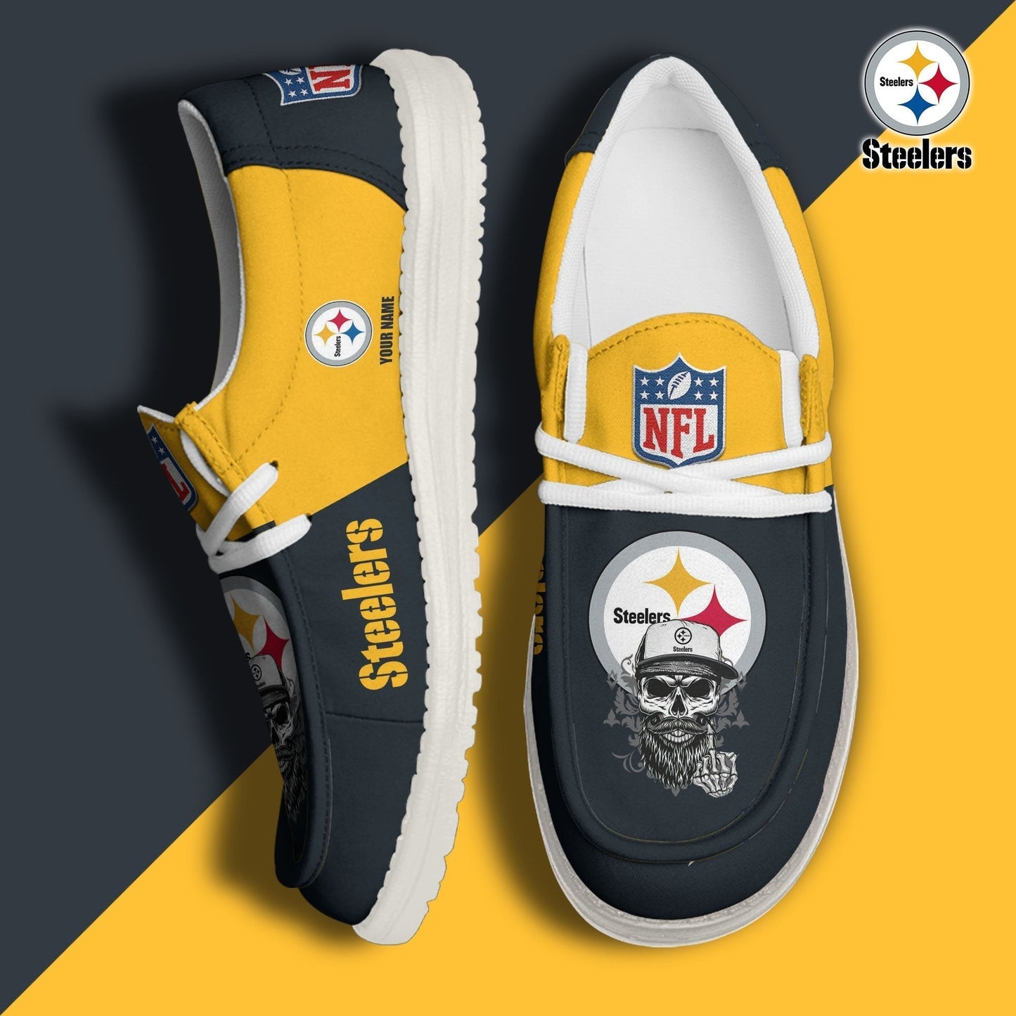 [SPECIAL OFFER] NEW CUSTOMIZED NFL14 PSB PITTSBURGH STEELERS LOAFER SHOES