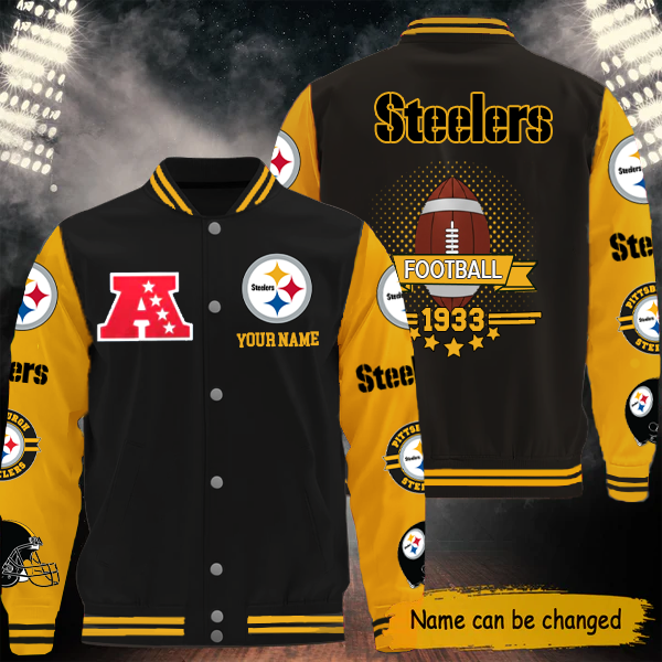 [SPECIAL OFFER] NEW CUSTOMIZED NFL14 PSB PITTSBURGH STEELERS BASEBALL JACKET
