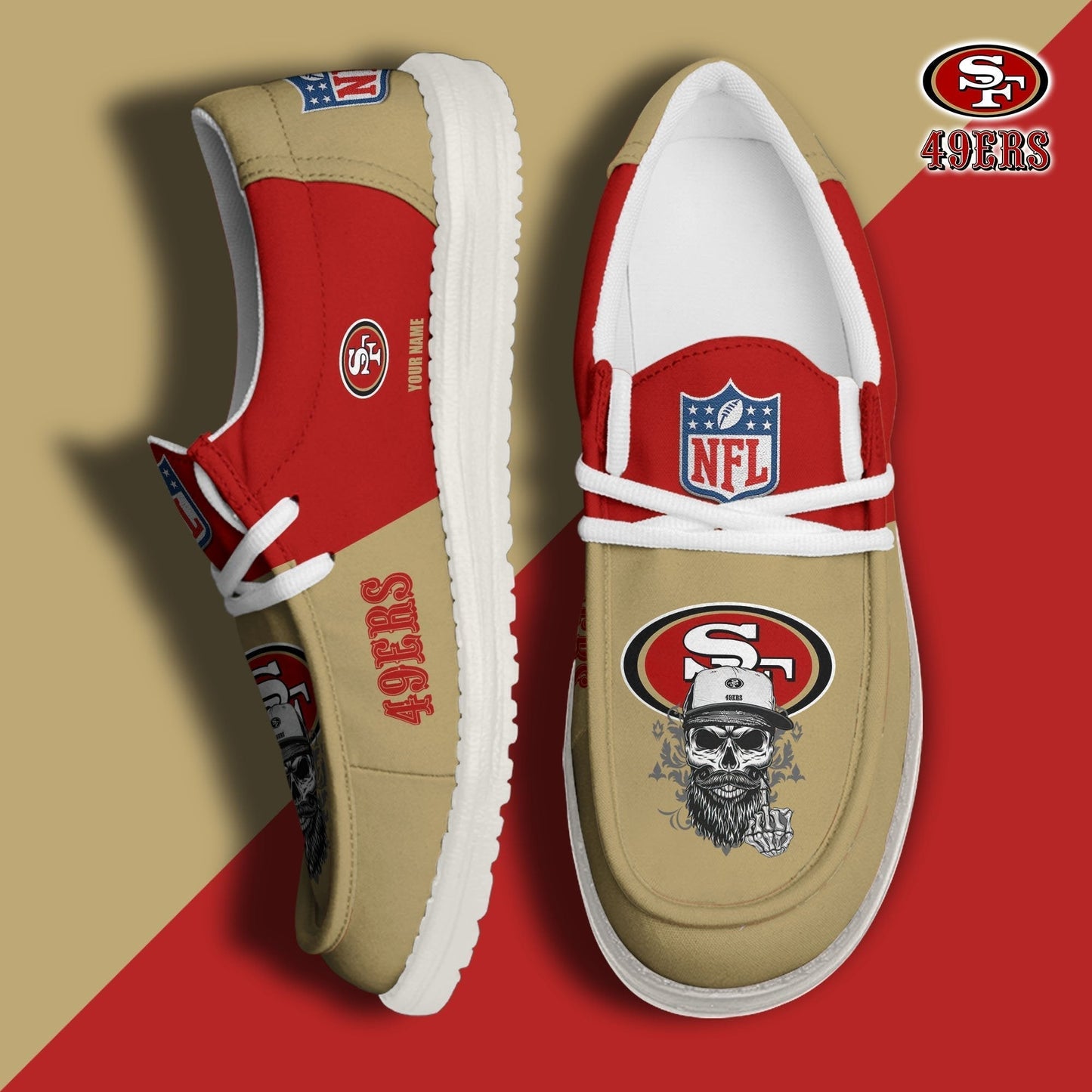 [SPECIAL OFFER] NEW CUSTOMIZED NFL11 SF49 SAN FRANCISCO 49ERS LOAFER SHOES
