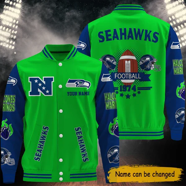 [SPECIAL OFFER] NEW CUSTOMIZED NFL06 SSH SEATTLE SEAHAWKS BASEBALL JACKET