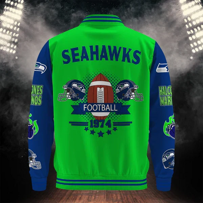 [SPECIAL OFFER] NEW CUSTOMIZED NFL06 SSH SEATTLE SEAHAWKS BASEBALL JACKET