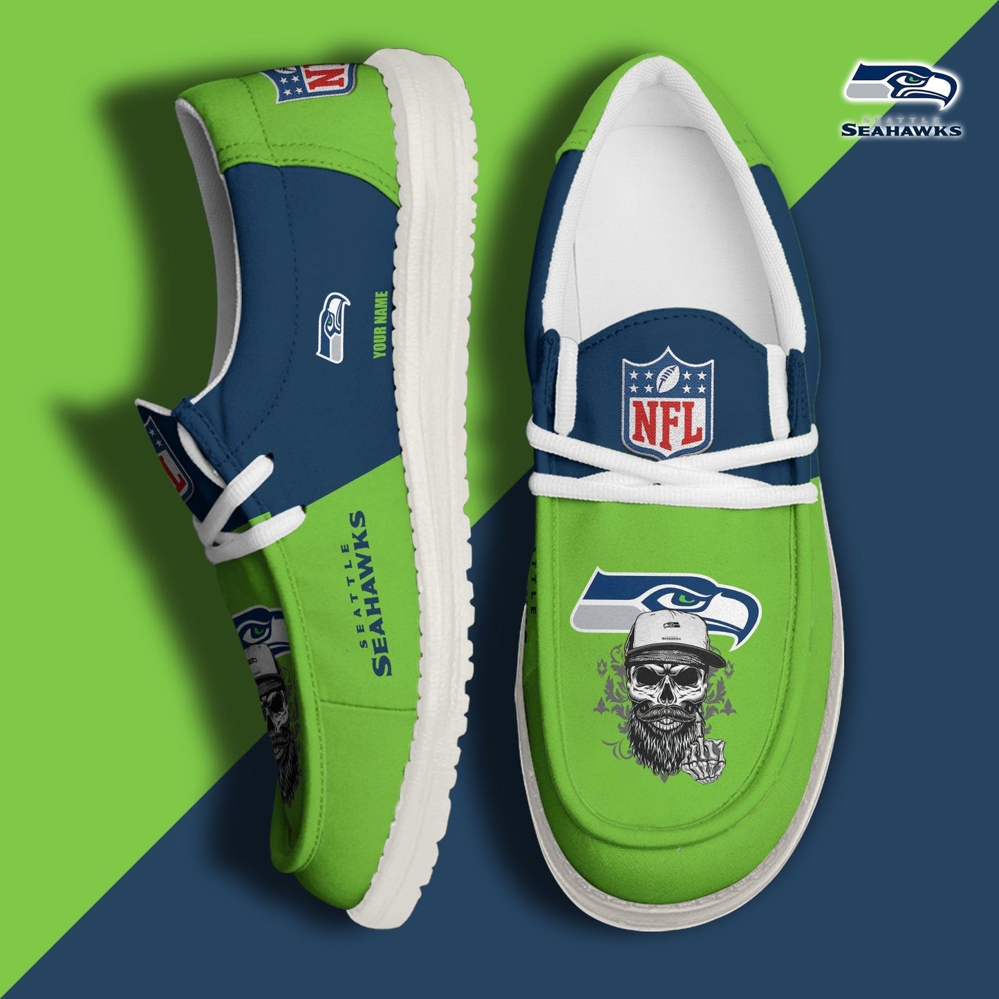 [SPECIAL OFFER] NEW CUSTOMIZED NFL06 SSH SEATTLE SEAHAWKS LOAFER SHOES