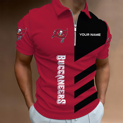 [SPECIAL OFFER] NEW CUSTOMIZED NFL10 TBB TAMPA BAY BUCCANEERS ZIP POLO SHIRT