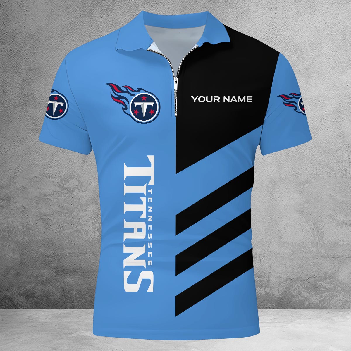 [SPECIAL OFFER] NEW CUSTOMIZED NFL31 TST TENNESSEE TITANS ZIP POLO SHIRT