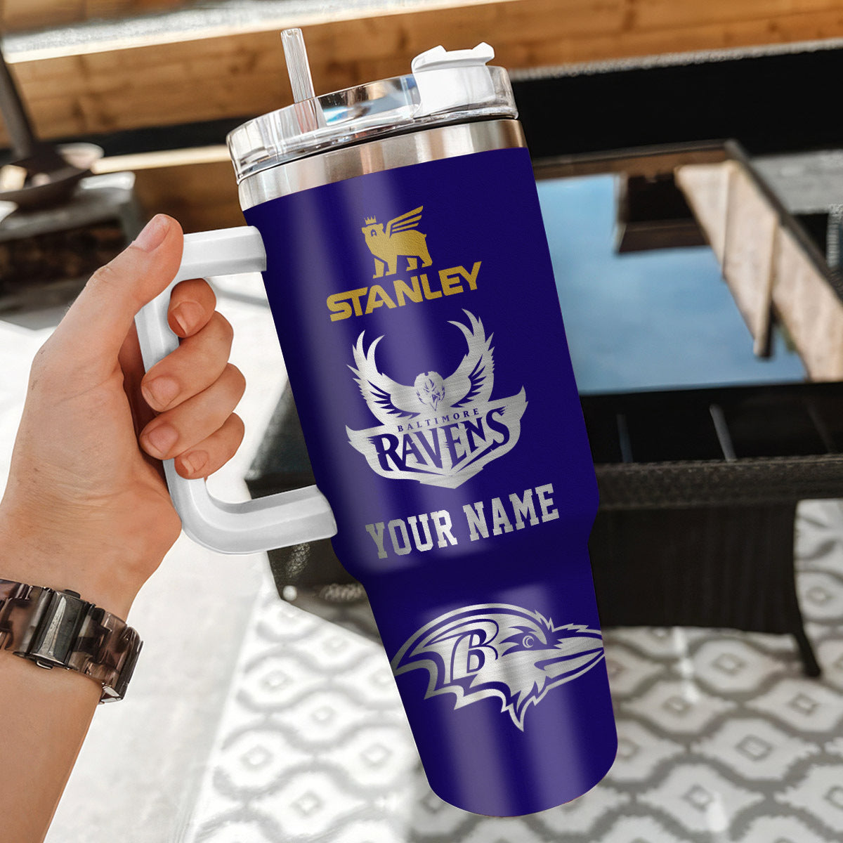 [SPECIAL OFFER] NEW CUSTOMIZED NFL28 BTR BALTIMORE RAVENS 40 OZ TUMBLER