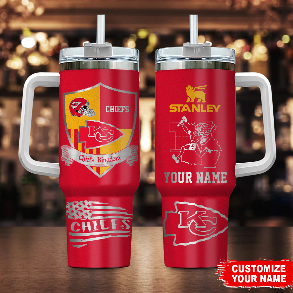 [SPECIAL OFFER] NEW CUSTOMIZED NFL01 KCC KANSAS CITY CHIEFS 40 OZ TUMBLER