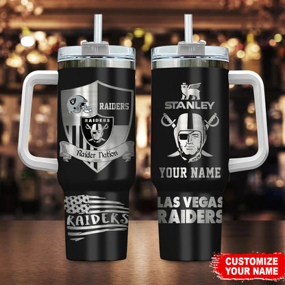 [SPECIAL OFFER] NEW CUSTOMIZED NFL07 LVR LAS VEGAS RAIDERS 40 OZ TUMBLER