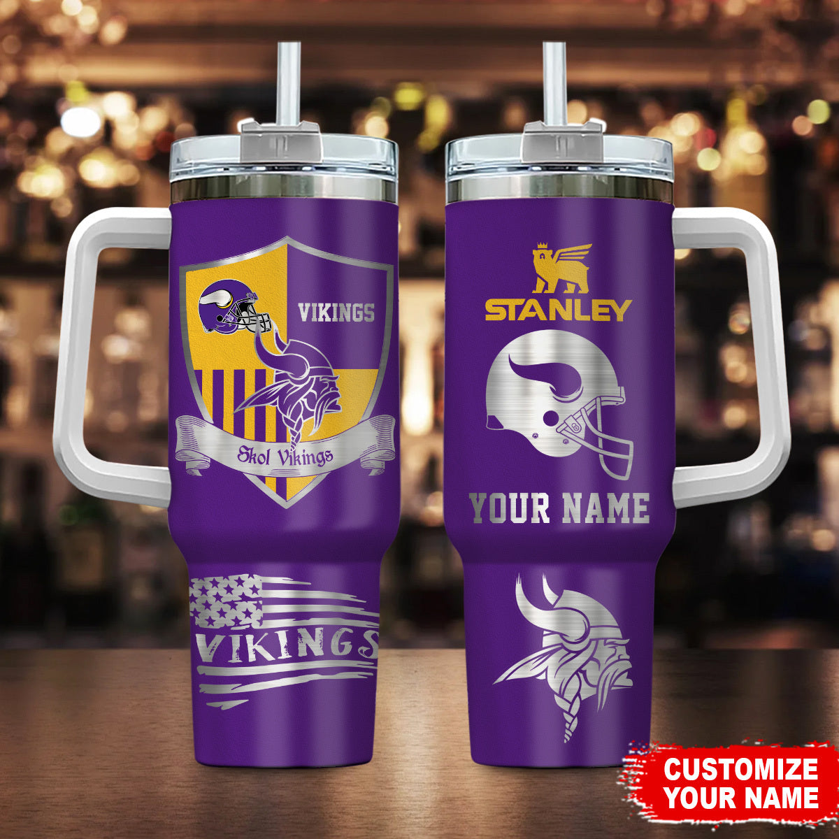 [SPECIAL OFFER] NEW CUSTOMIZED NFL05 MVK MINNESOTA VIKINGS 40 OZ TUMBLER