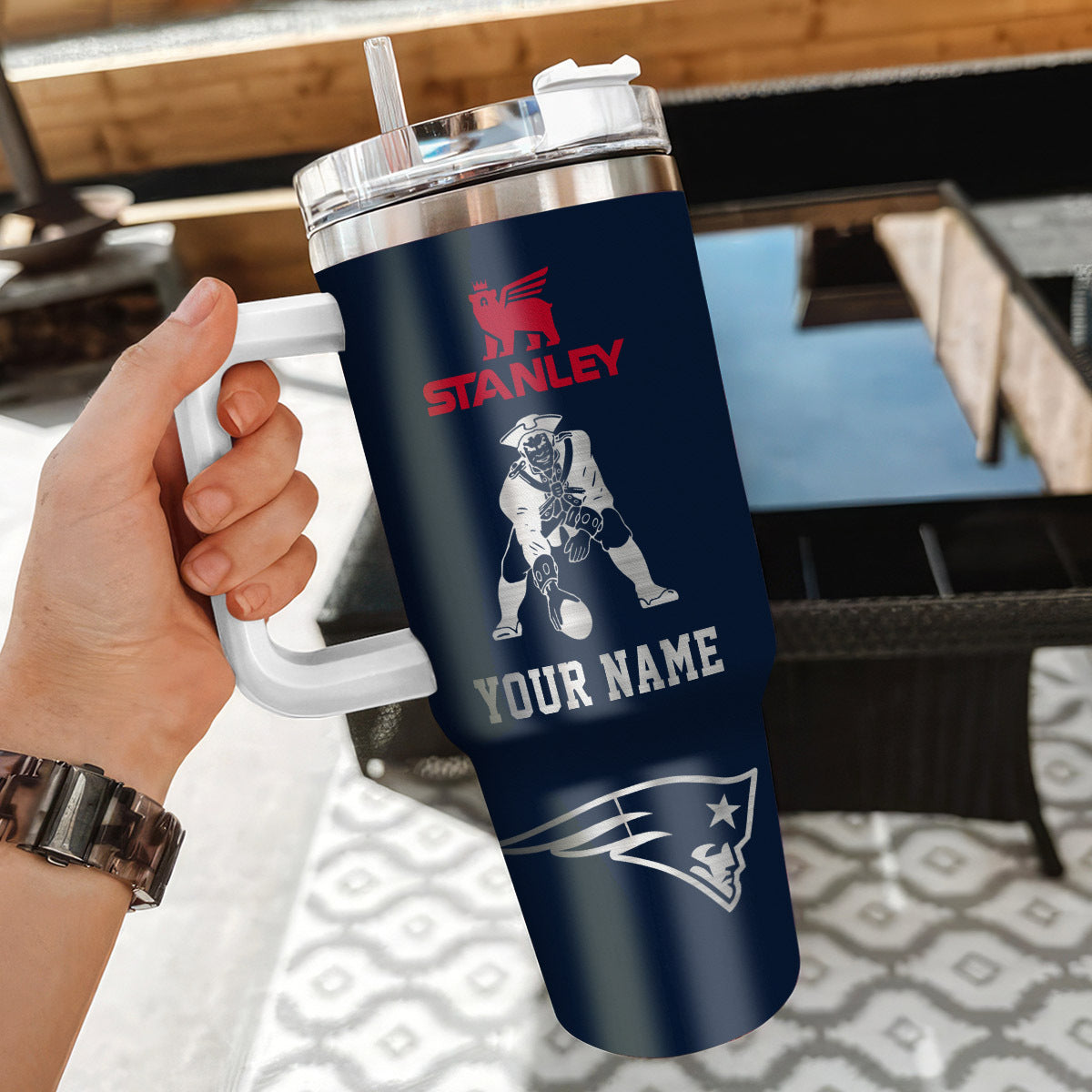 [SPECIAL OFFER] NEW CUSTOMIZED NFL27 NEP NEW ENGLAND PATRIOTS 40 OZ TUMBLER