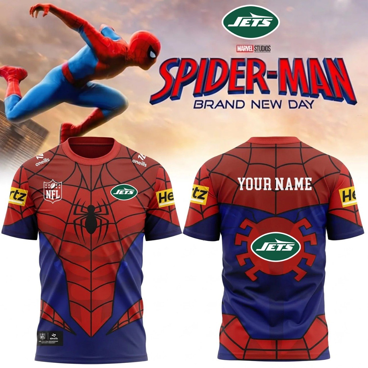 [SPECIAL OFFER] NEW CUSTOMIZED NFL25 NYJ NEW YORK JETS x SPIDER T-SHIRT, HOODIE & ZIP HOODIE