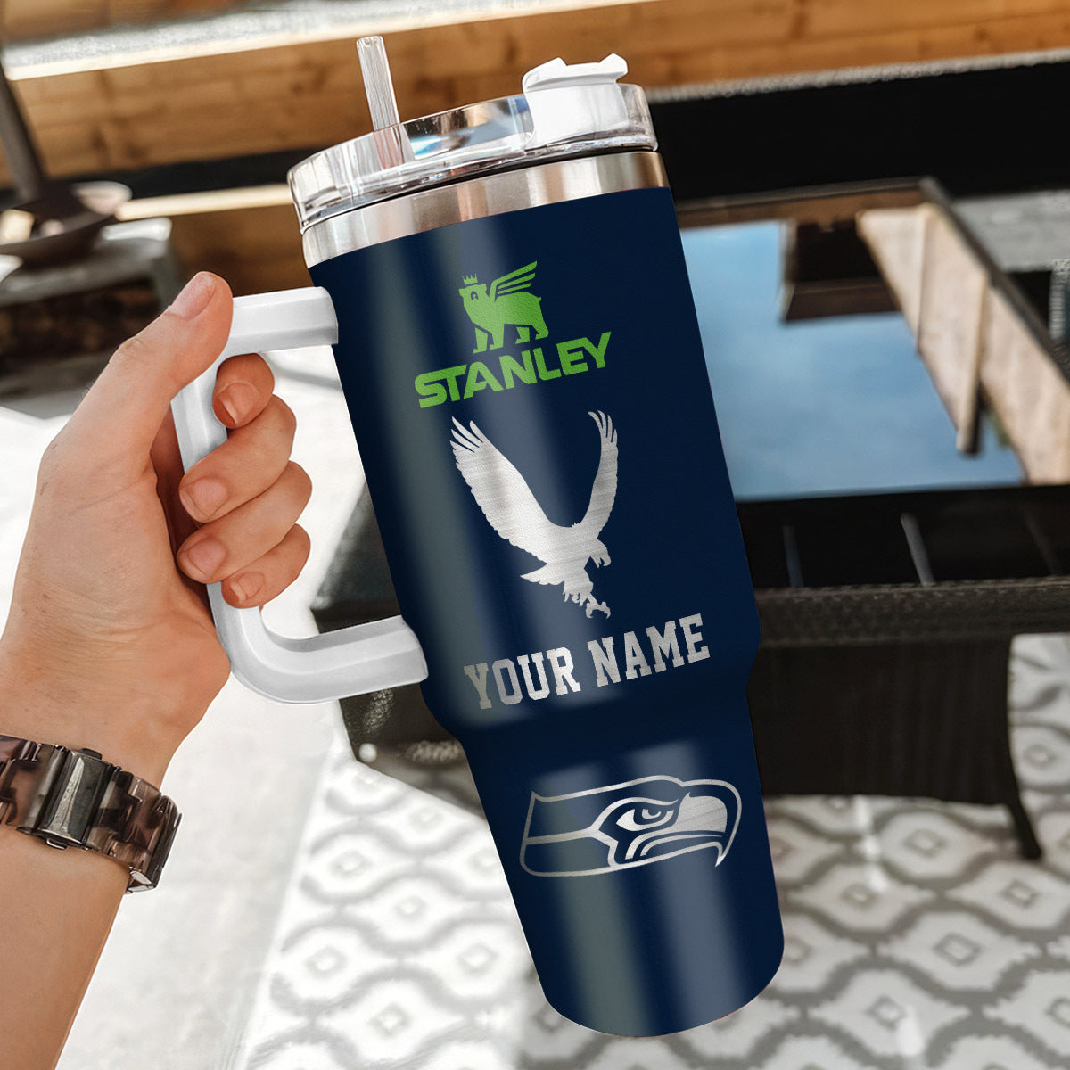 [SPECIAL OFFER] NEW CUSTOMIZED NFL06 SSH SEATTLE SEAHAWKS 40 OZ TUMBLER
