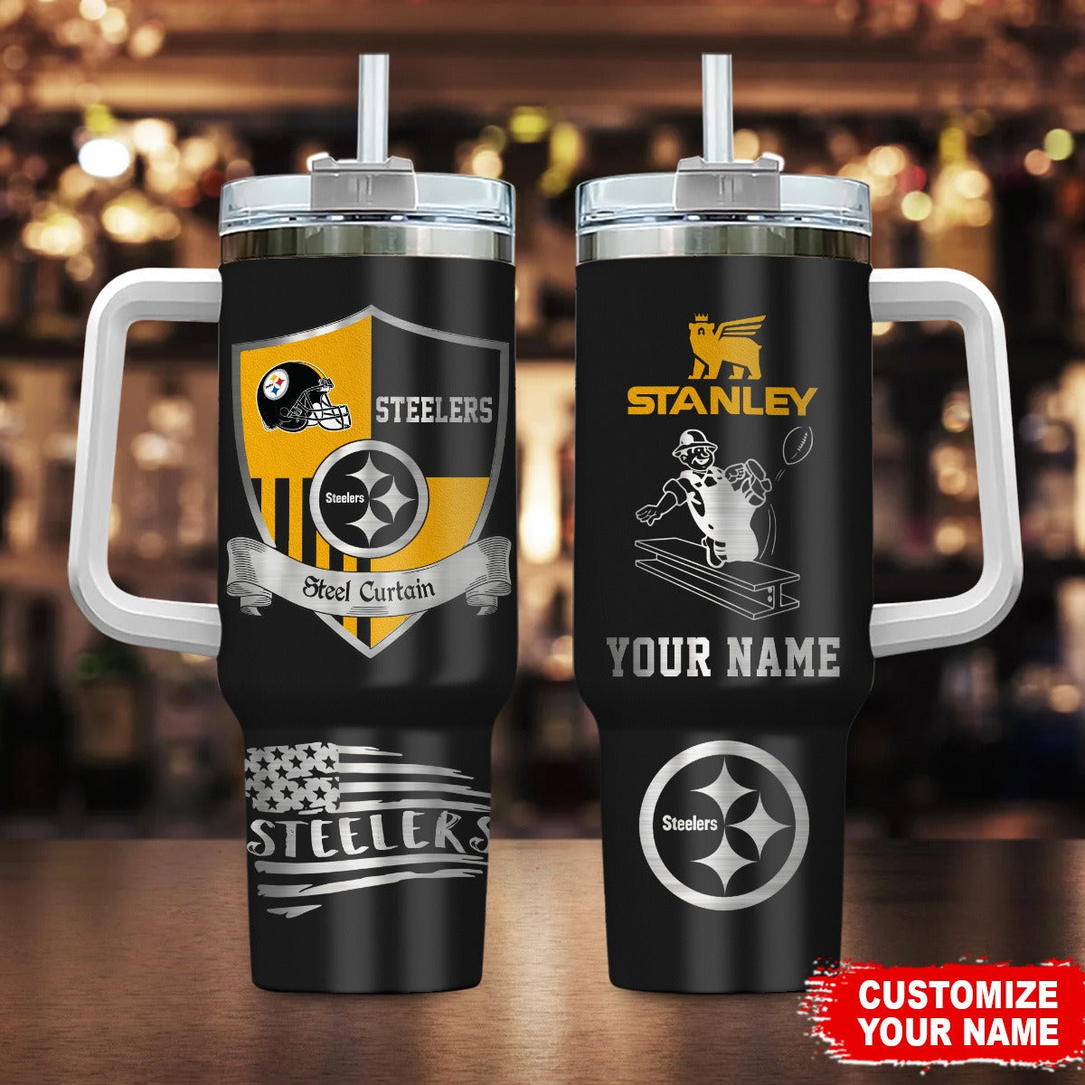 [SPECIAL OFFER] NEW CUSTOMIZED NFL14 PSB PITTSBURGH STEELERS 40 OZ TUMBLER