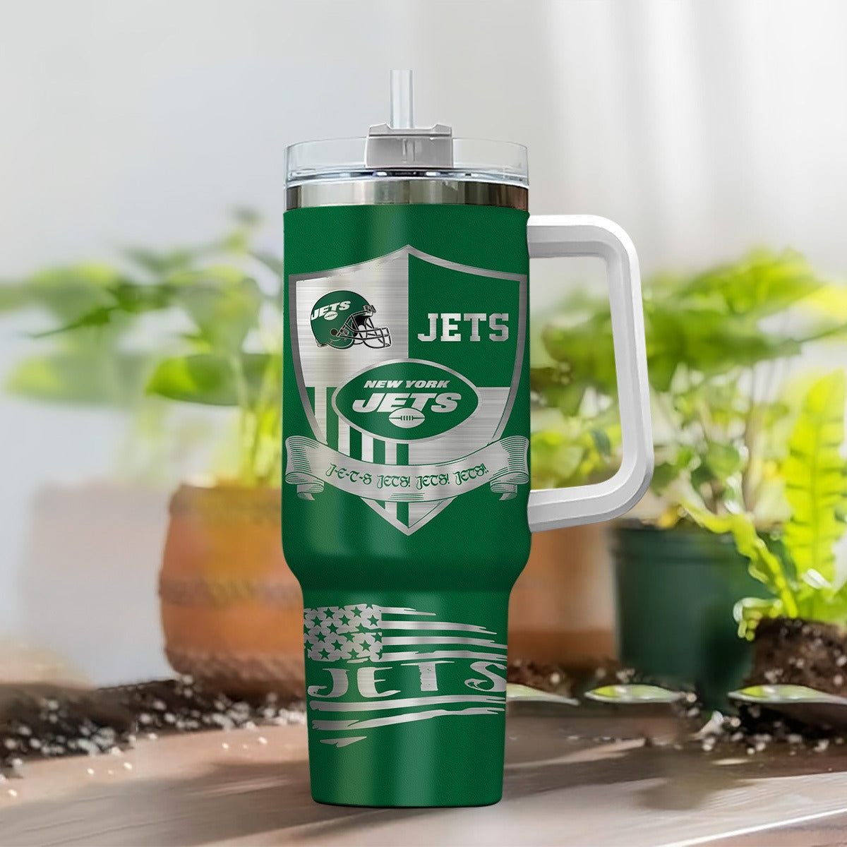 [SPECIAL OFFER] NEW CUSTOMIZED NFL25 NYJ NEW YORK JETS 40 OZ TUMBLER